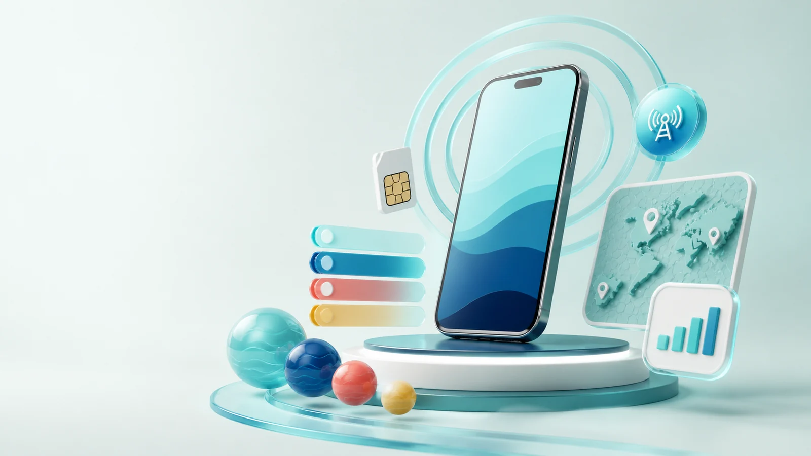 Mobiltelefon, SIM-kort och täckningssignal i en modern 3D-miljö