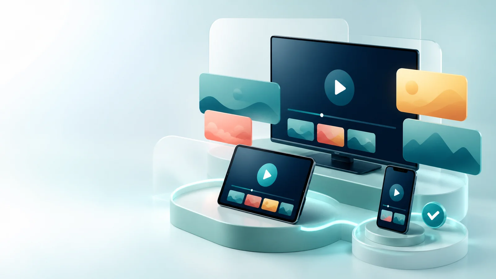 Streaming på TV, surfplatta och mobil med tydliga spelknappar i 3D